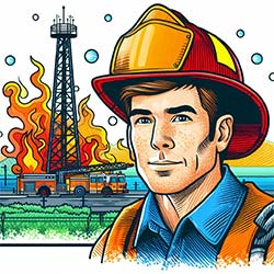 firefighter man on a oil tower